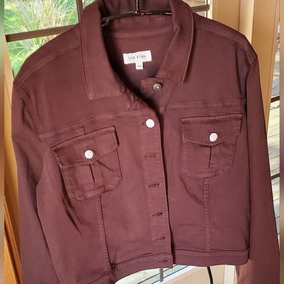 Lila Ryan Brown Black Coffee Soft Denim Button-down Sz. XXL Jacket NWOT - Picture 1 of 10